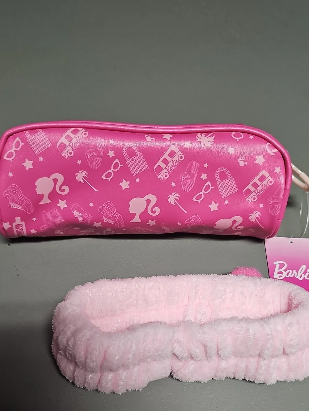Barbie Collection Set Big Zipper Pouch Bag &  Spa Headband NWT
